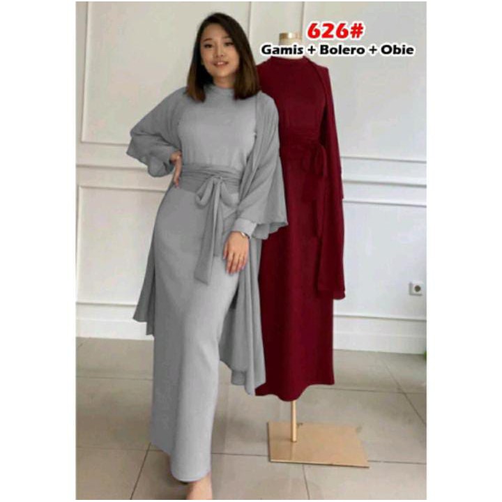 626#gamis+bolero+obie/dress muslim/dress bolero/fashion muslim wanita-abu