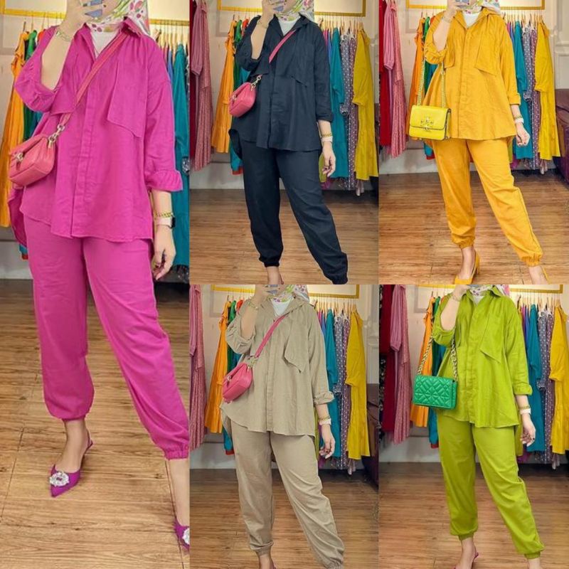 savila set linen wanita