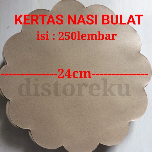 250LEMBAR KERTAS NASI ALAS BAKUL BULAT KERTAS NASI BULAT BUNGA 24cm