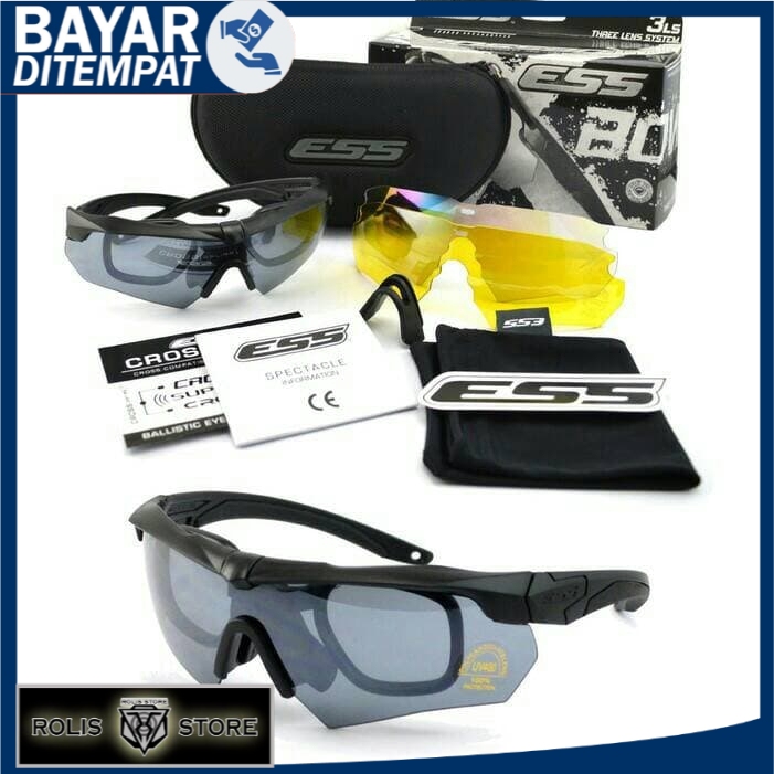 KACAMATA MILITARY, SAFETY GLASS, KACAMATA GOGGLE ESS CROSSBOW BLACK