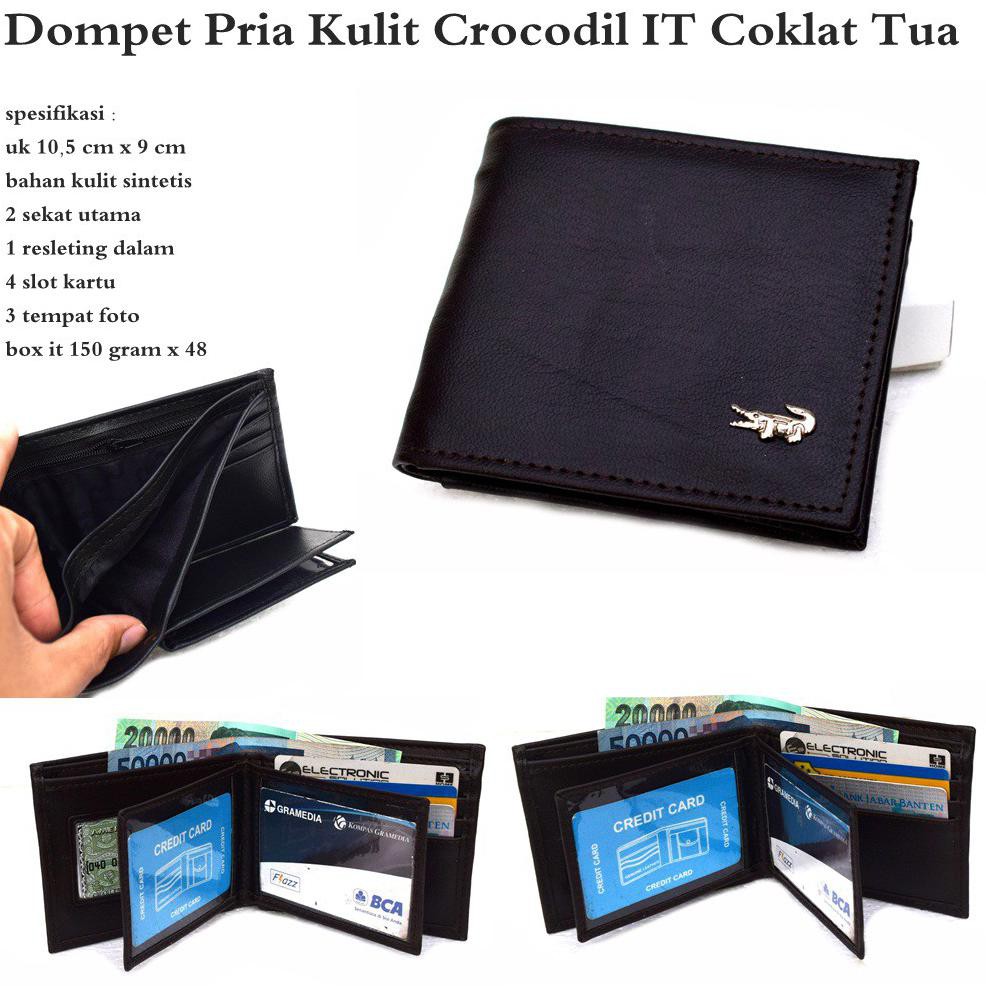 New List Dompet pria / cowok kulit crocodile it coklat tua Murah