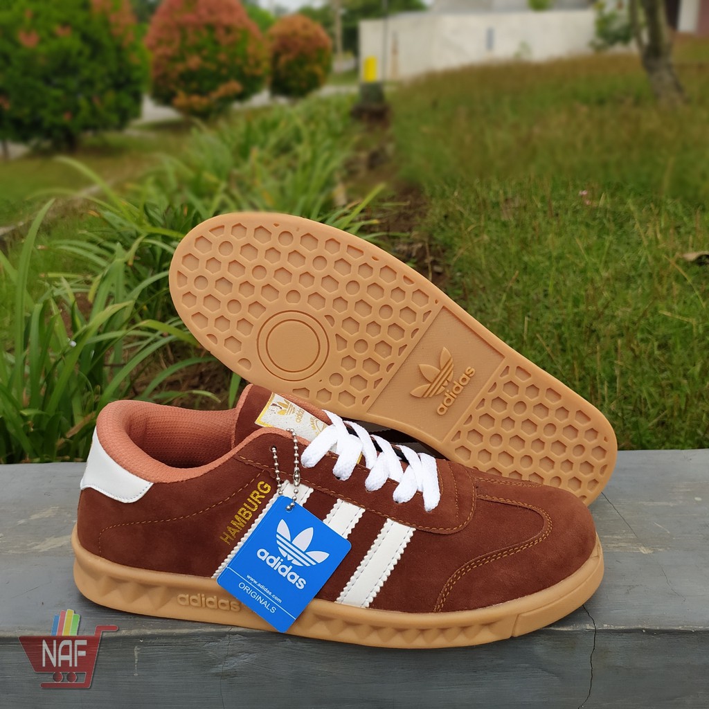 COD SEPATU SNEAKERS KASUAL ADIDAS HAMBURG OUTSOLE GUM TERMURAH WARNA TAN TERLARIS FREE BOX