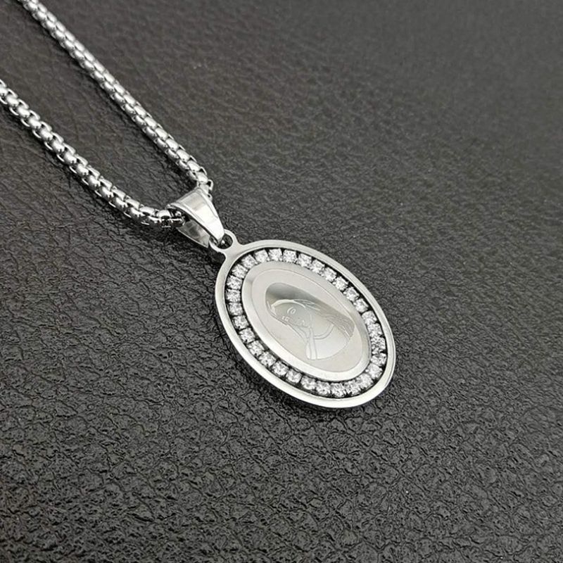 Kalung Liontin Bentuk Oval Gaya Retro Untuk Pria