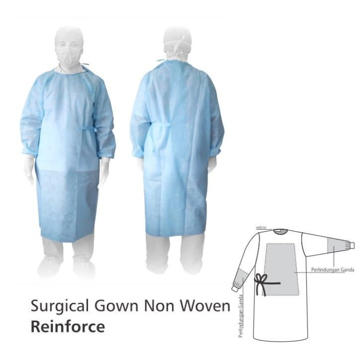 Baju Operasi Surgical Gown Non Woven Reinforce OneMed OJ