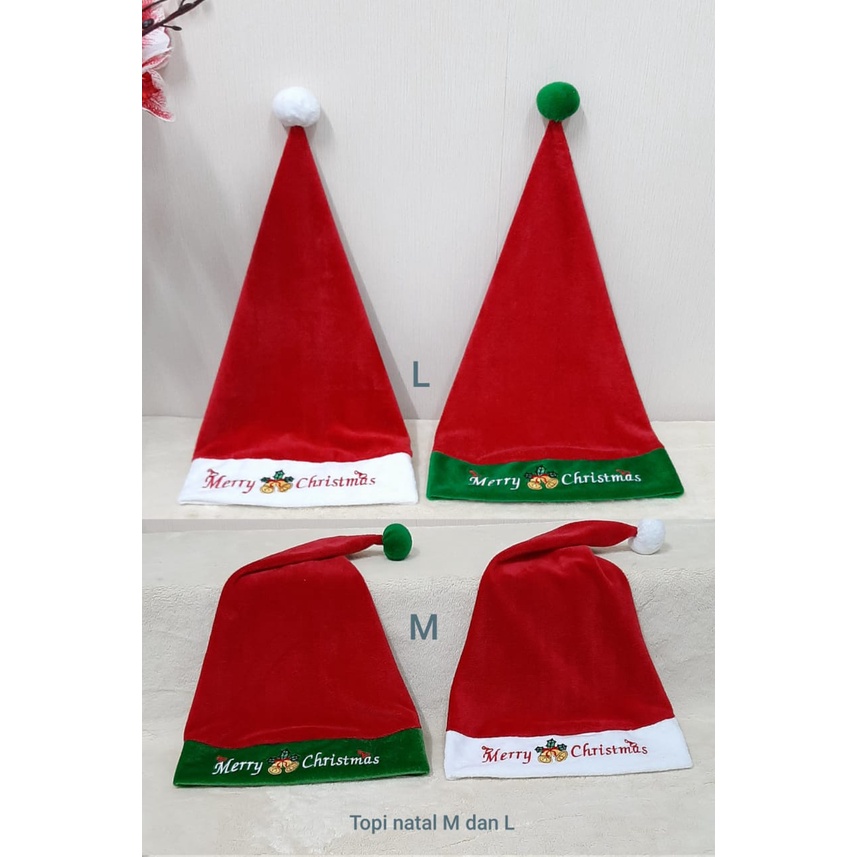 Topi Natal Size M/Topi Natal Karet/Topi Natal Bordir/Hiasan Natal/Kado Natal