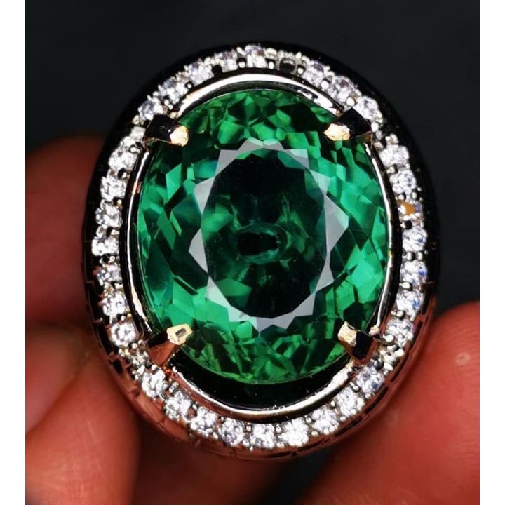 Green tourmaline crystal + memo