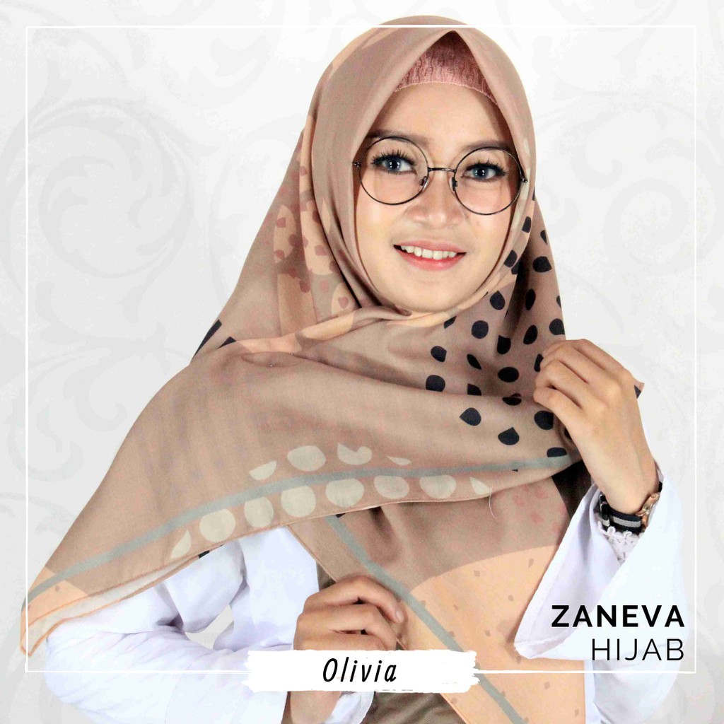 Hijab Voal Printing / Hijab Segiempat Murah / Hijab Motif Olivia By Zaneva
