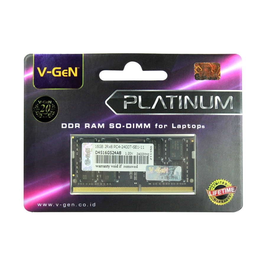 RAM DDR4 SODimm V-GeN Platinum 16GB PC19200/2400Mhz (Memory Laptop VGEN)