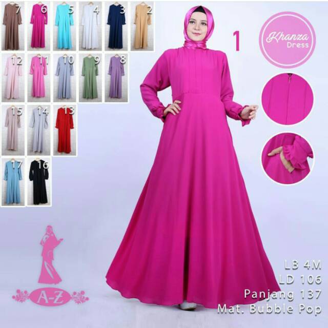 AB Agen Baju Gamis Busui Resleting Depan Bubble Syari