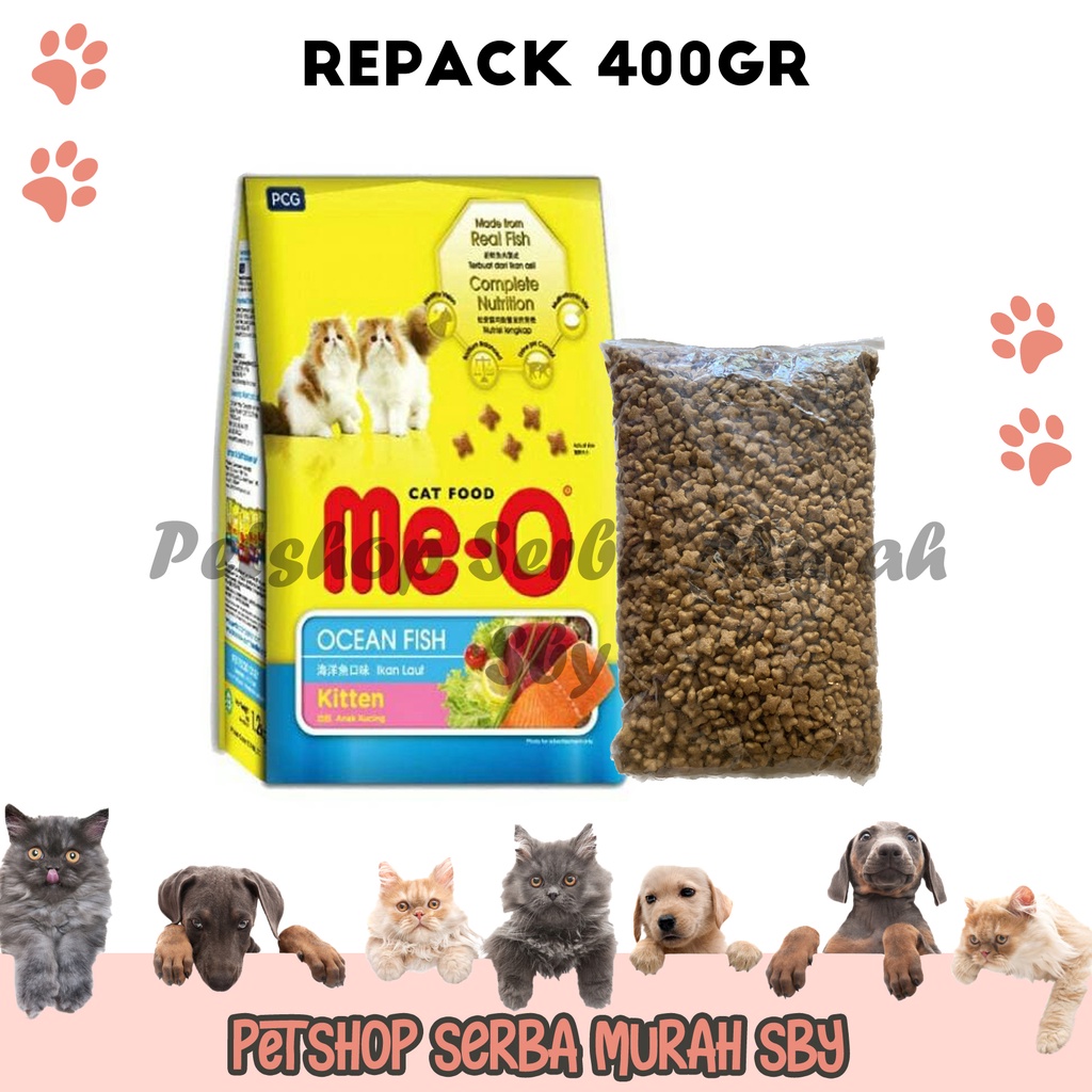 Me-O MeO Kitten Ocean Fish Flavor Repack 400gr - Makanan Kering Anak Kucing