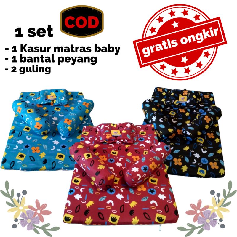 Kasur matras baby / 3pcs kasur matras+ransel+gend saping / kasur baby / kasur termurah/ matras baby/ sett 5 in 1 kasur+sofa+selimbut+gen samping+gen ransel/ sett 5pcs kasur baby /kasur matras baby sett bantal guling termurah