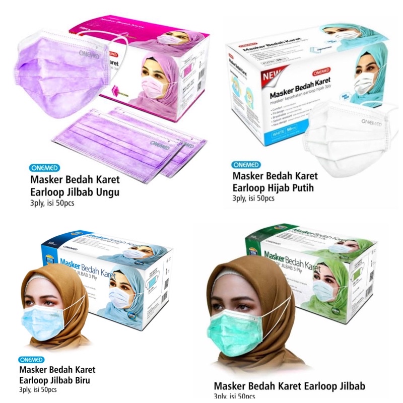 MASKER HIJAB WARNA ONEMED PER BOX