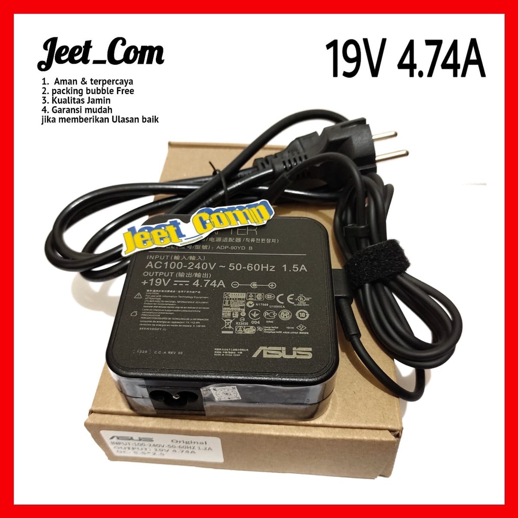 Adaptor Charger Laptop Asus N46VJ A42J A43S A43SJ N43SL X555 X555D X555B ADP-90YD B 19V 4.74A ORI