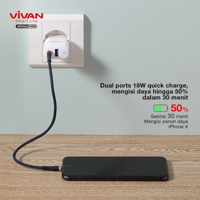 CHARGER VIVAN POWER SUPER II 3A 18W FAST CHARGING ORIGINAL