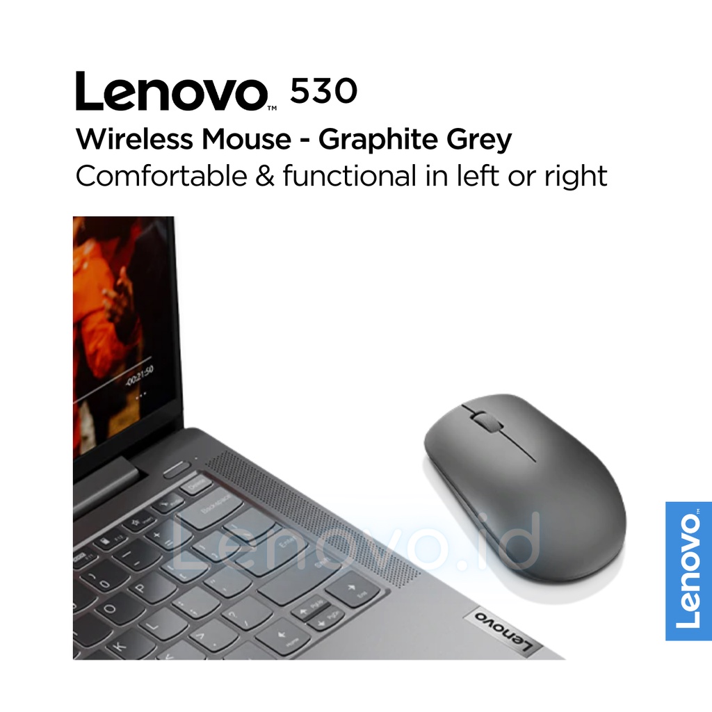 Lenovo 530 Wireless Mouse Optical USB Type-A 2.4GHz, 1200 DPI, Platinum Grey GY50Z18984, Abyss Blue GY50Z18986, Almond GY50Z18988, Graphite Grey GY50Z49089, Cherry Red GY50Z18990-5
