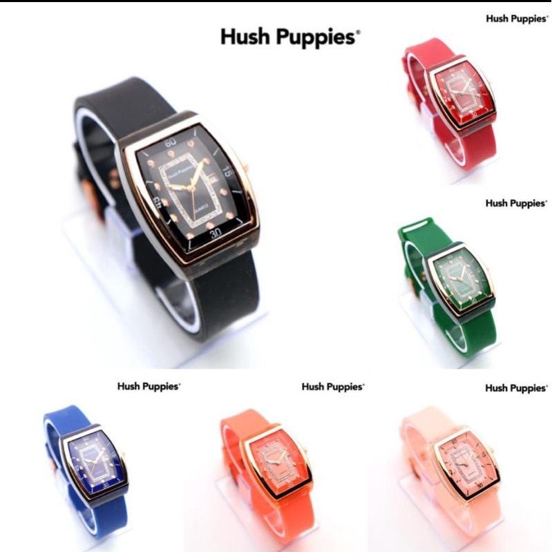 BAJ Jam Tangan Wanita Pria Hush Puppies Oval Premium Strap Rubber Import Grosir Tanggal Aktif HP011