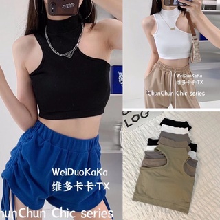 Tanktop Crop Halter Neck wanita/Atasan shoulder Crop korea