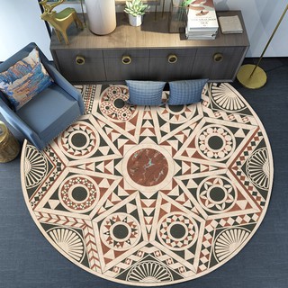 Karpet Bulat Modern Model Biru Jean Diameter 1 Meter