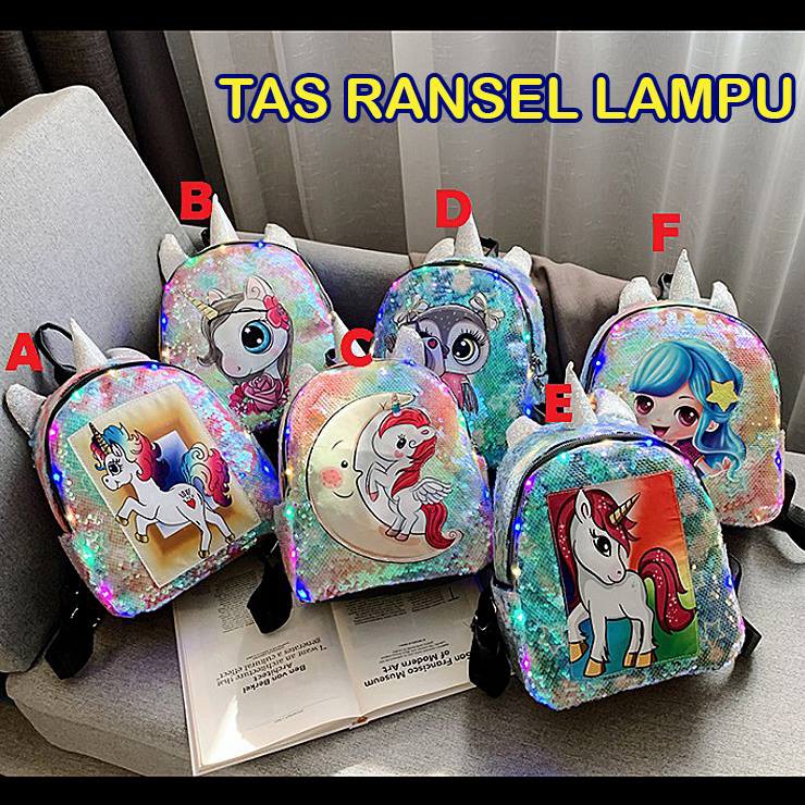 Backpack / Tas Ransel Lampu LED Sequin