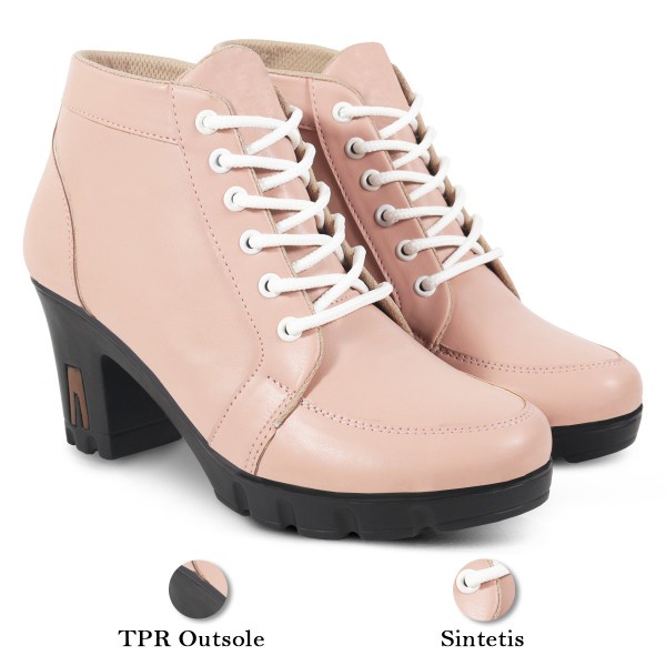 Sepatu Boot Fashion Wanita V 3361 Brand Varka Sepatu Heels Wanita Trendi Berkualitas Warna Pink