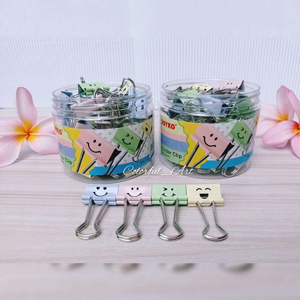 

JOYKO BINDER CLIP 107FC2 SMILEY COLOR 19mm LUCU MURAH (SATUAN) / STATIONERY / ALAT TULIS /