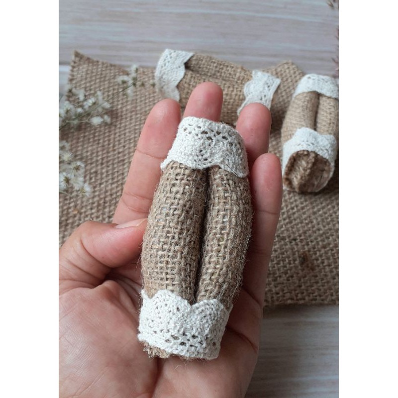 Bantalan Cincin kain goni, rustic, bantalan ring bearer