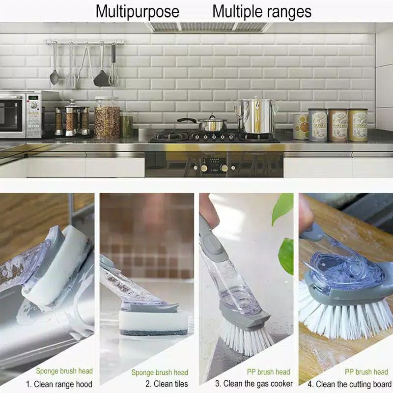 Sikat Serbaguna Dispenser Sabun Set Dapur / Sikat Serbaguna Set Kamar Mandi