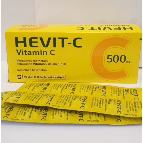 1 Strip 10 Tablet Hevit C Vitamin C 500mg Murah Multivitamin dan Suplemen Kesehatan