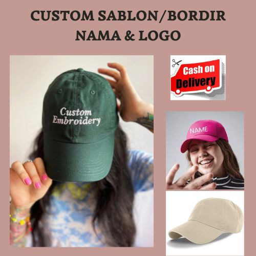 CUSTOM Topi Baseball Ring Besi Polos dan Topi Trucker Hat/Jaring, Sablon/Bordir Nama dan Logo