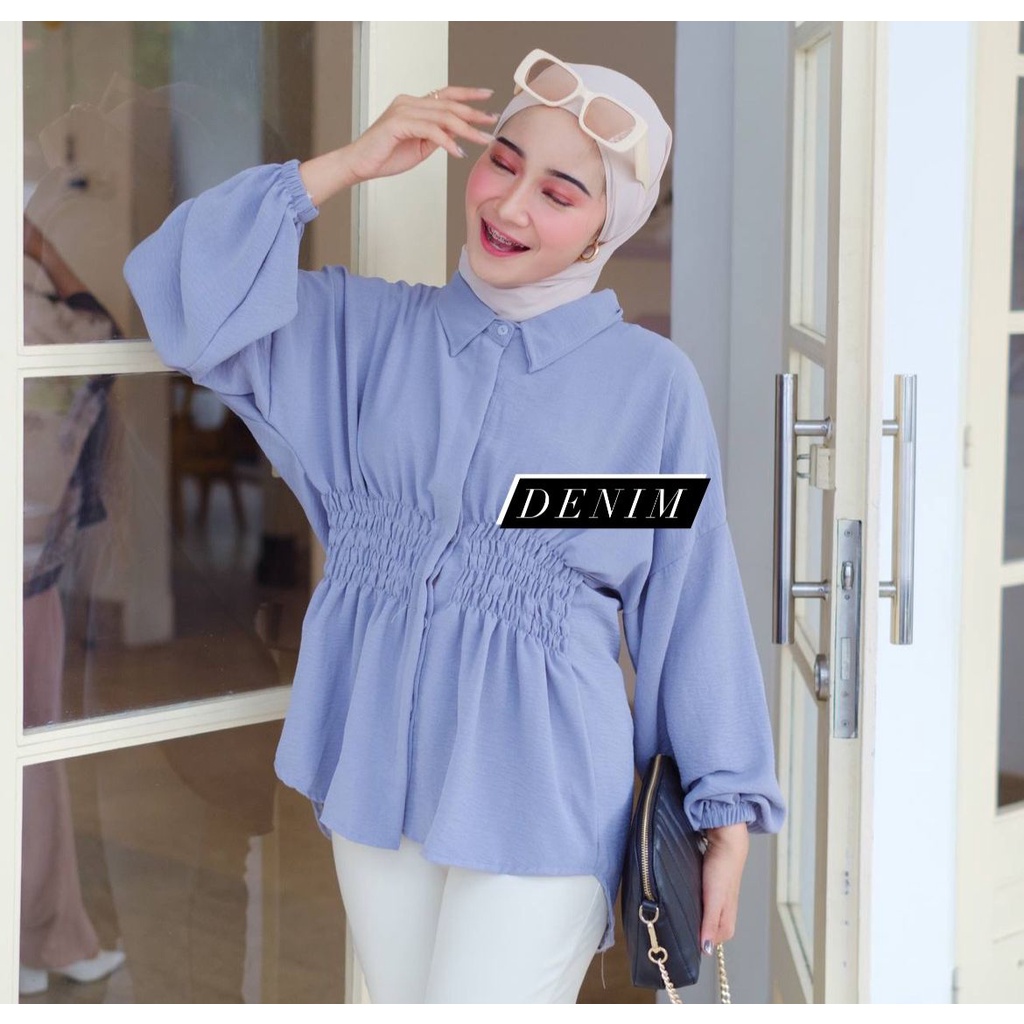 Blouse Lengan Balon Wanita Oversized Veby / Keyy Blouse Crinkle