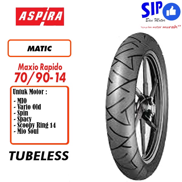 Ban motor matic Aspira Maxio Rapido 70 90 14 Tubeless