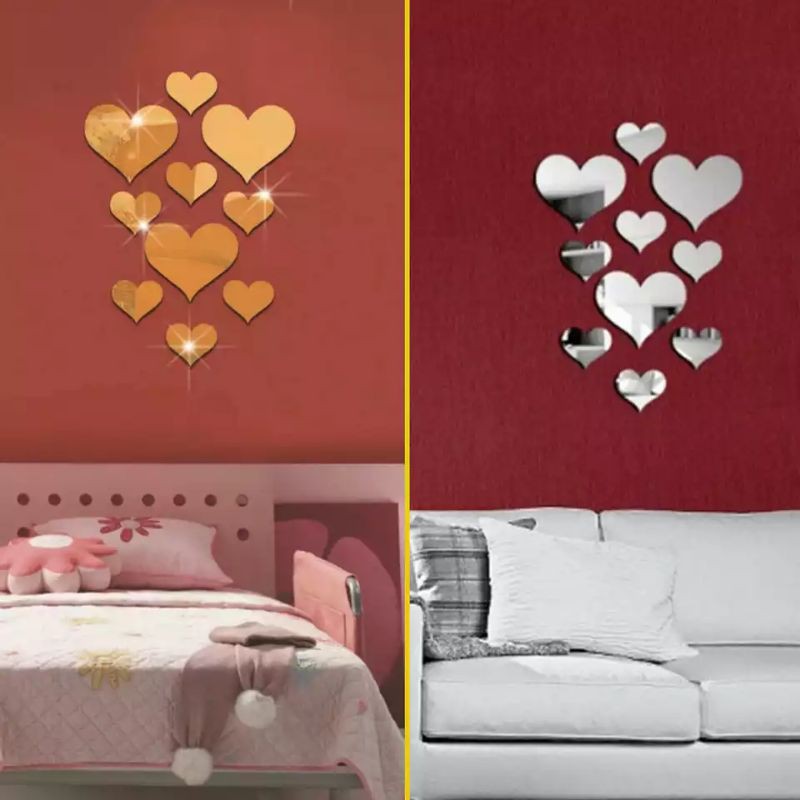 10pcs hiasan dinding wallstiker love mirror