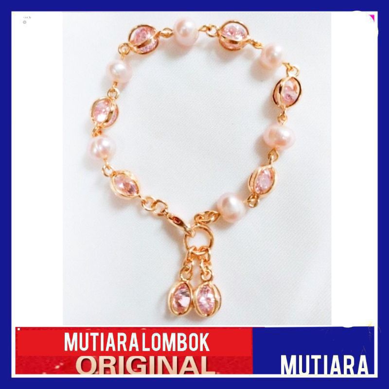 gelang mutiara air tawar mutiara lombok perhiasan wanita gelang rhodium lapis emas gelang bangle