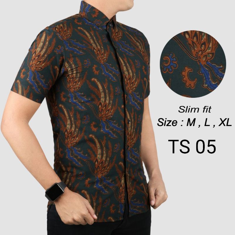 KEMEJA BATIK PRIA SLIM FIT LENGAN PENDEK COLINDION BEST SELLER CBS551