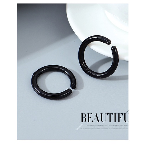 LRC Anting Fashion Black Geometric Resin Mens Earrings