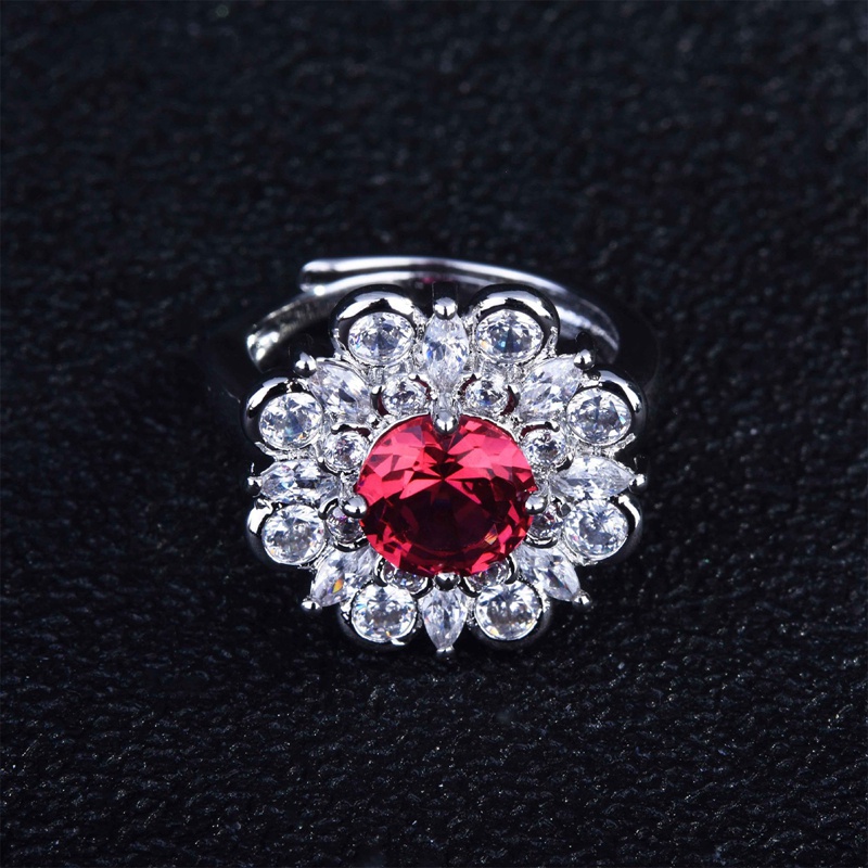 Fancyqube Cincin 925 Silver Hias Batu Permata Ruby Zircon Gaya Vintage Untuk Wanita