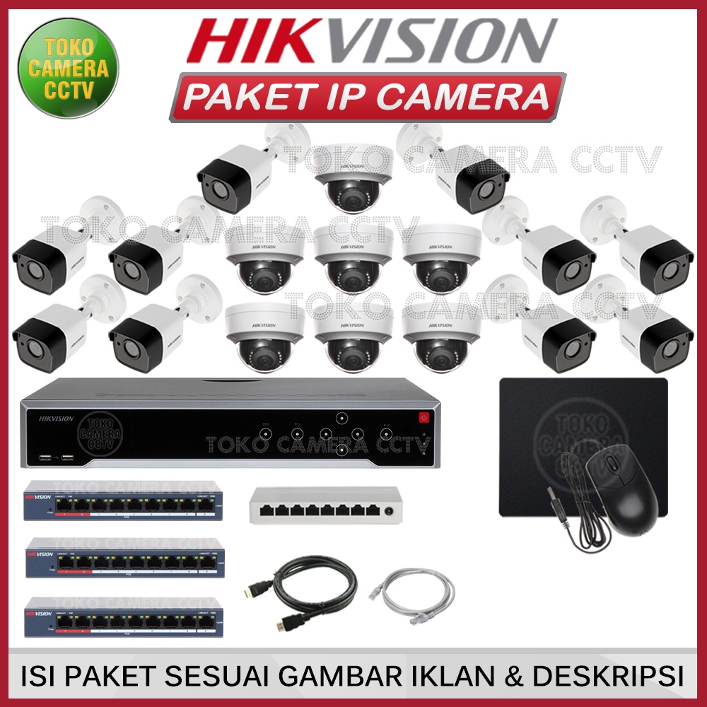 PAKET IP CAMERA HIKVISION 4MP 32 CHANNEL 17 KAMERA