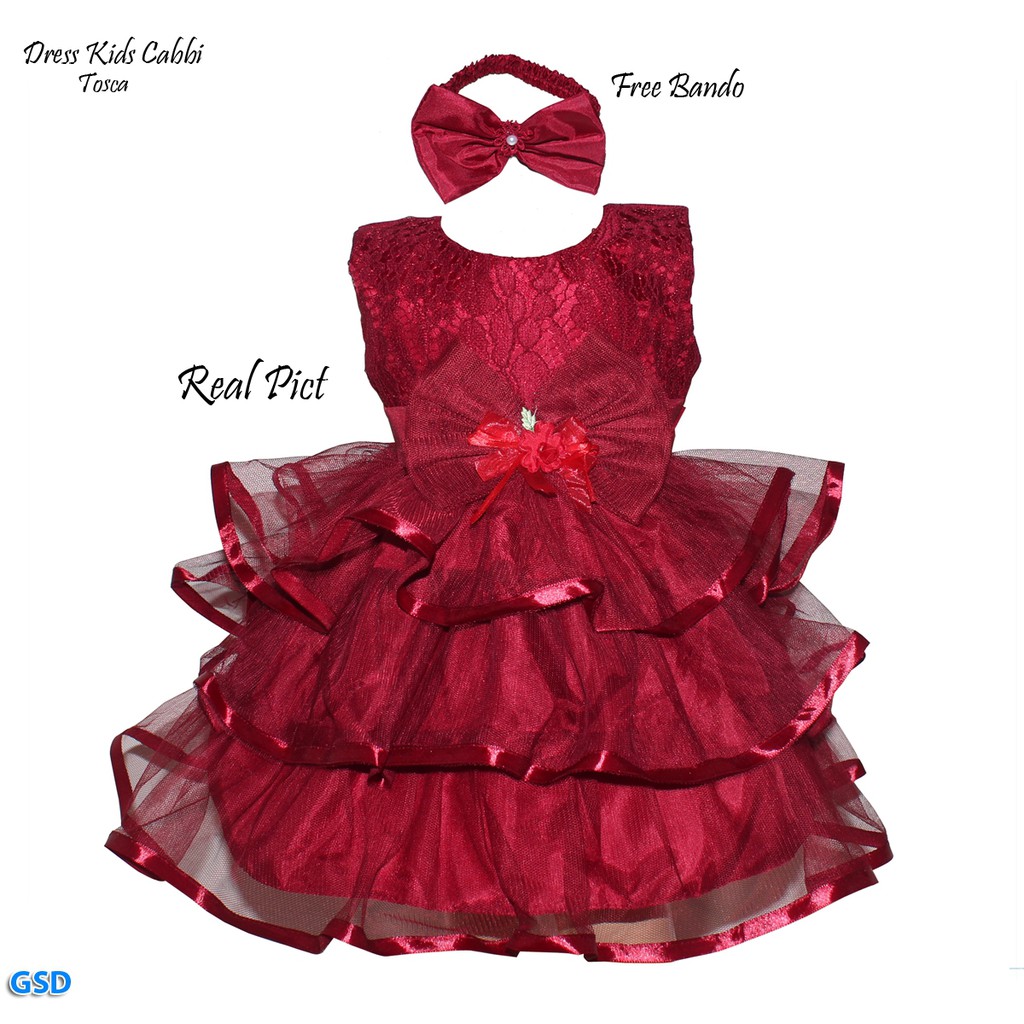 Dress Kids Cabbi/ Promo Gaun Pesta Brukat Bayi Sale!!!/ Dress Bayi Murah Best Seller/ FREE BANDO