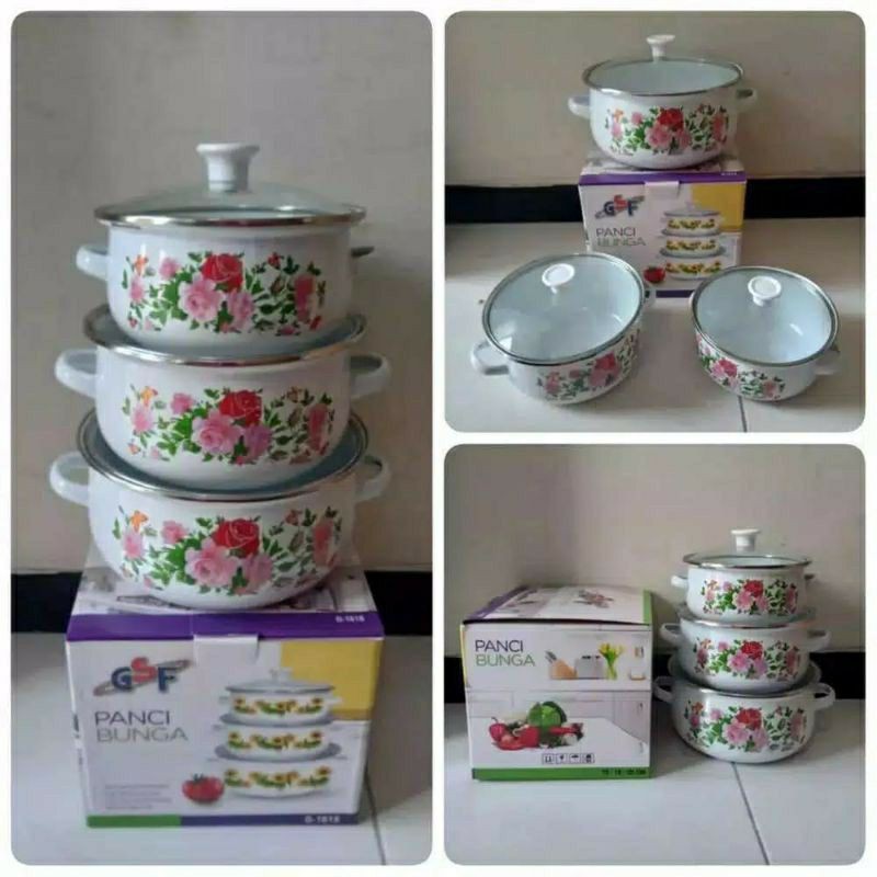 PANCI BUNGA G-1618/PANCI SET 3 TUTUP KACA/PANCI REONA-3