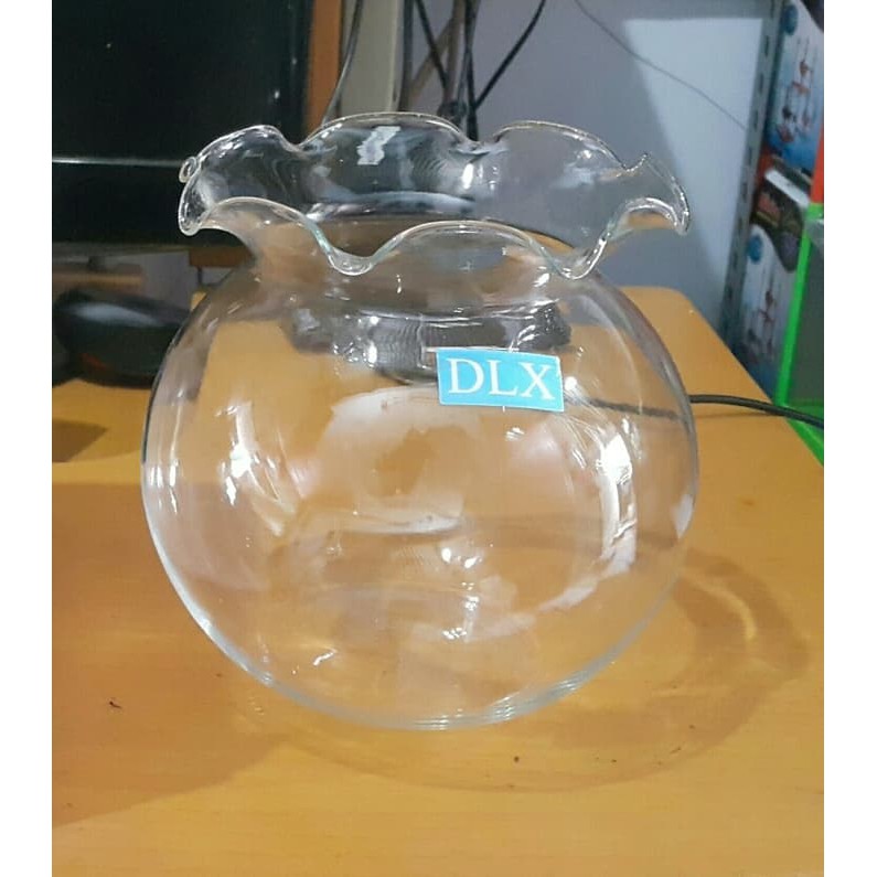 Akuarium kaca 1-5L toples DLX. Bentuk akuarium bulat oval.