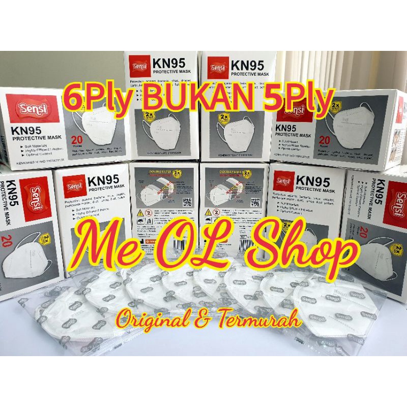 MASKER SENSI KN95 ISI 20PCS 6ply ORIGINAL emboss Sensi KN95