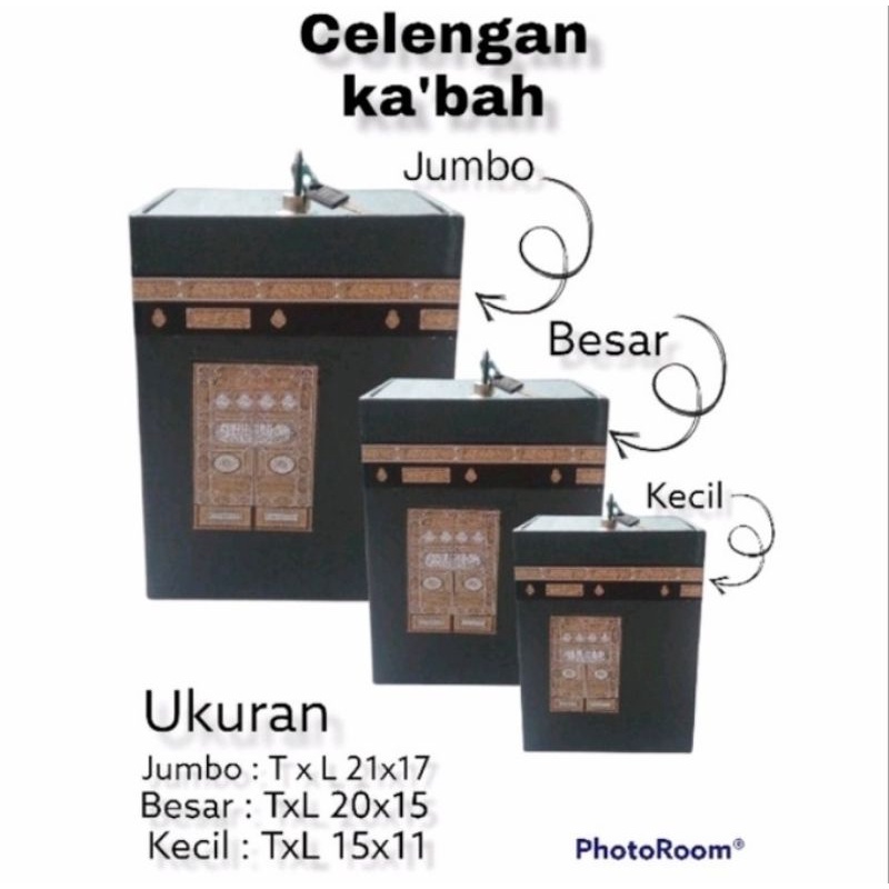 Celengan Ka'bah + KUNCI Celengan Miniatur Ka'bah FULL FOIL 3D Souvenir Haji Ka'bah