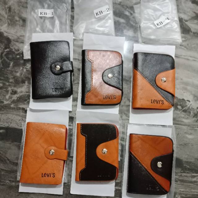 Dompet kartu nama lipat bahan kulit