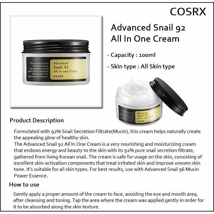 COSRX Advanced Snail 92 All in One Cream 100g