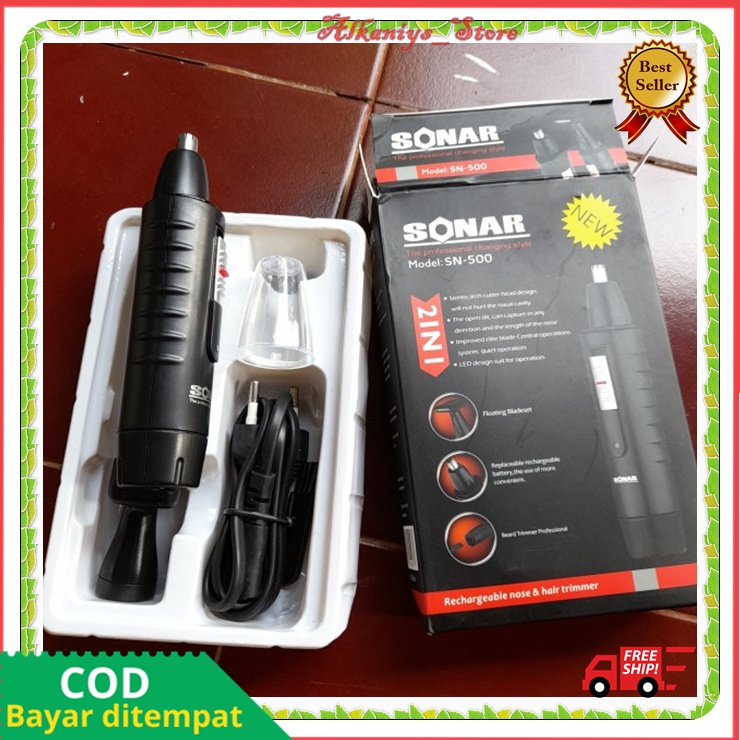 Alat Cukur Rambut Elektrik Tanpa Kabel Original Sonar SN500 Pencukur Rambut Bulu Hidung Charger Cas 