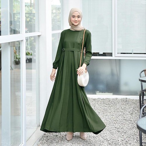Baju Dress Muslim Kondangan Lebaran Gamis Maxy Wanita Syari Busana Muslim Terbaru 2022 Modern Maxi P