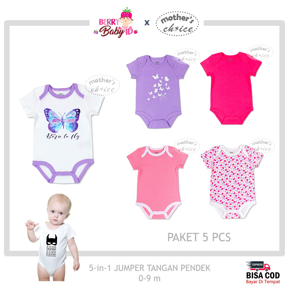 Mother's Choice 5 Pcs Jumper Bayi Tangan Pendek Baju Bayi Premium MCH005 Berry Mart