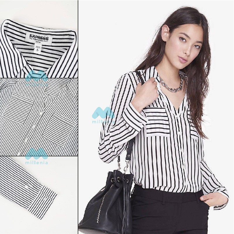 Kemeja Wanita- Portofino Vneck Double Pocket [CG-EXS 06]-CG-EXS 06 BLK SML ST