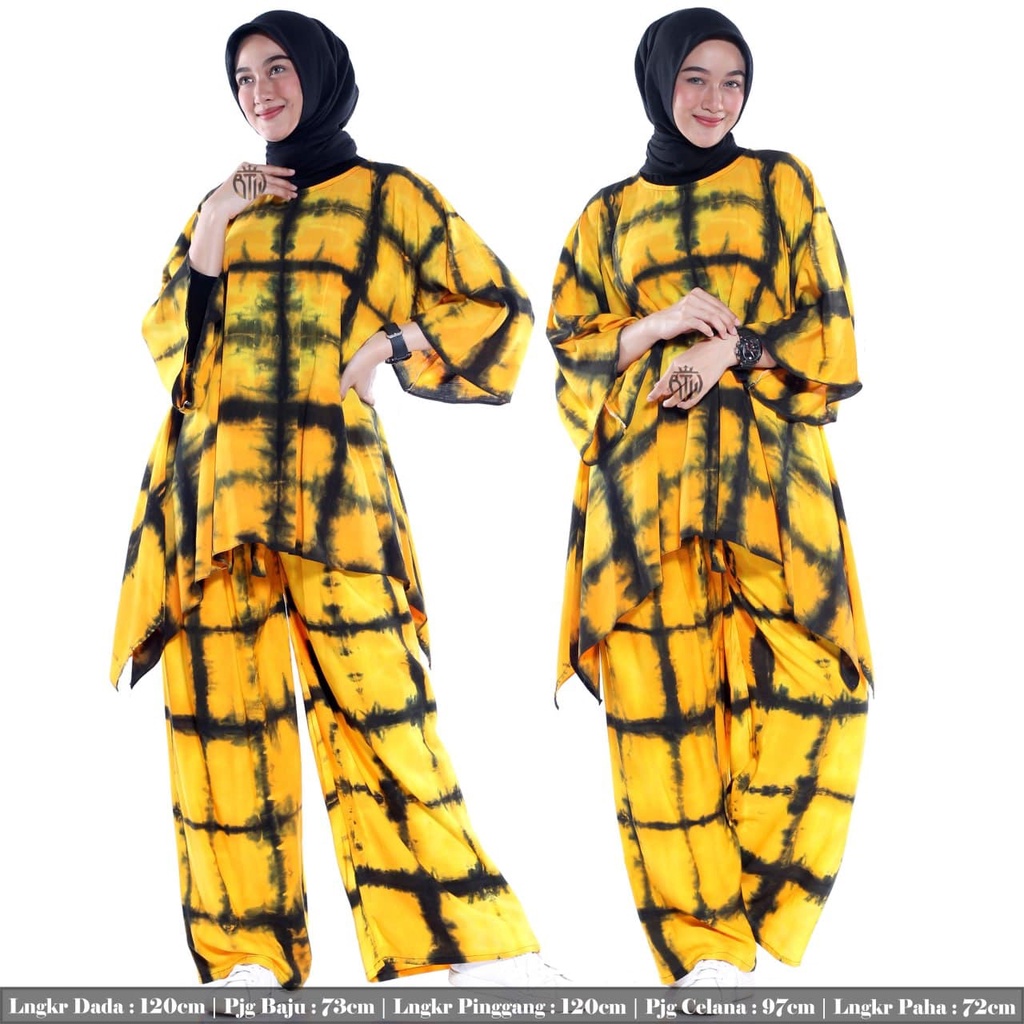 MANDALAFASHION ONE SET TIE DYE KOTAK SETELAN CELANA KULOT TERLARIS