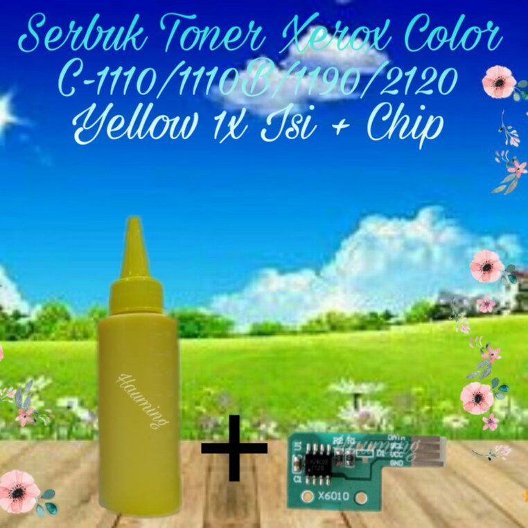 Serbuk Toner Xerox Docuprint DP C1110 C1110b C1190 C2120 C-1110 1110b 1190 2120 Yellow + Chip